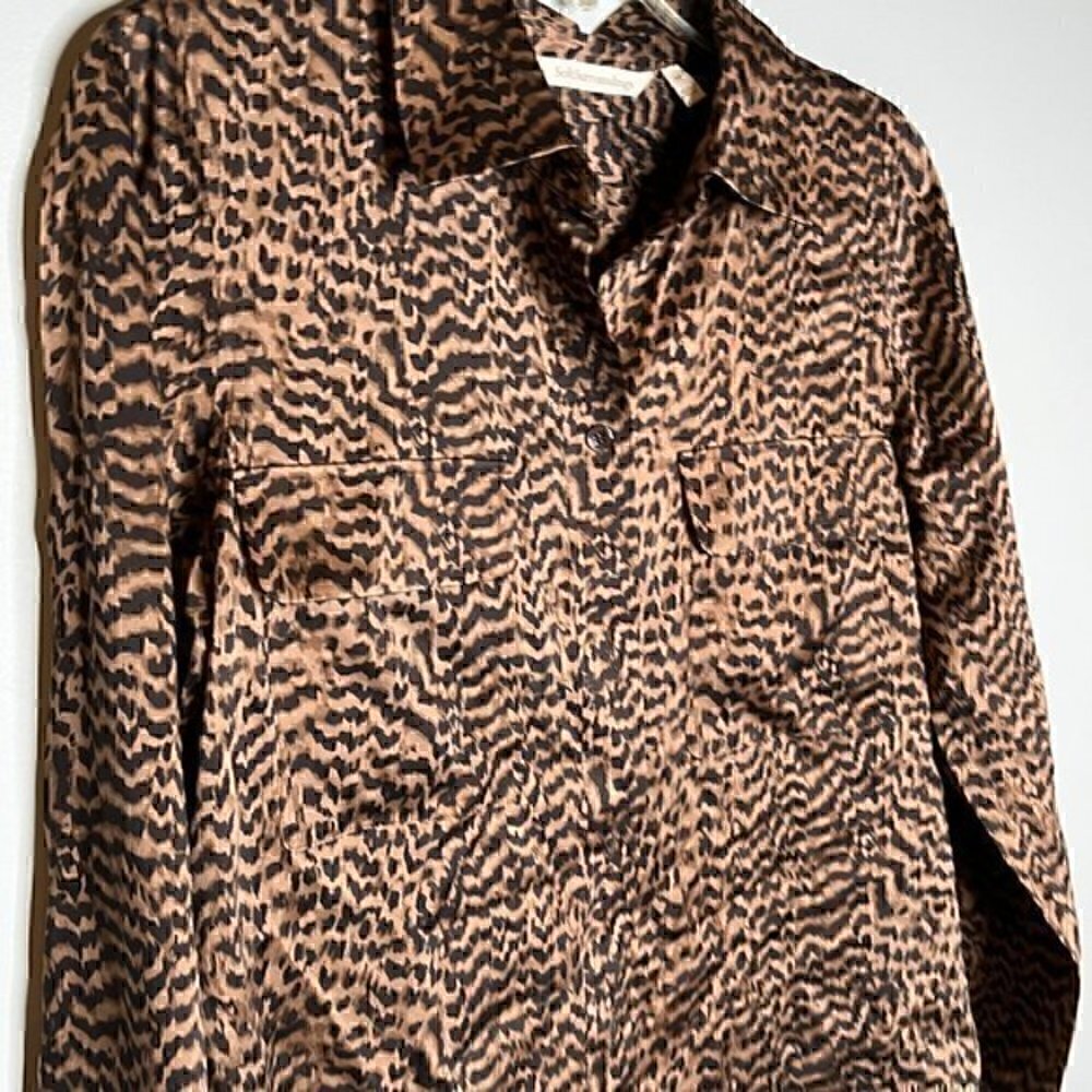 Soft Surroundings Patterned Silky Button Down Shi… - image 2